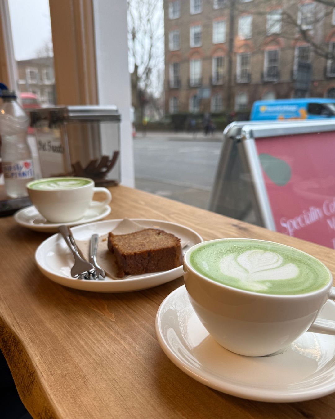 Rose and Rose London Coffee Shop, Matcha Latte with protein